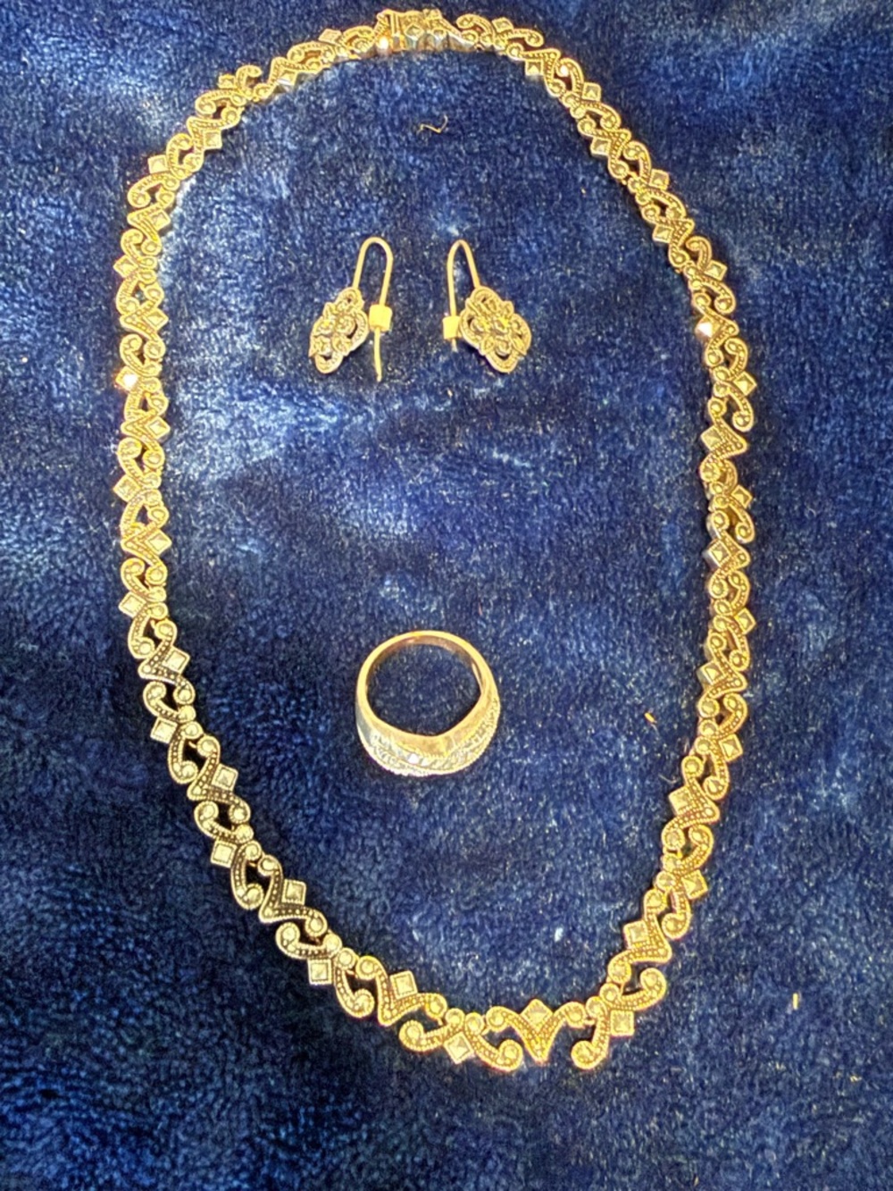 Judith Jack Marcasite Necklace, Earrings & Ring Set
